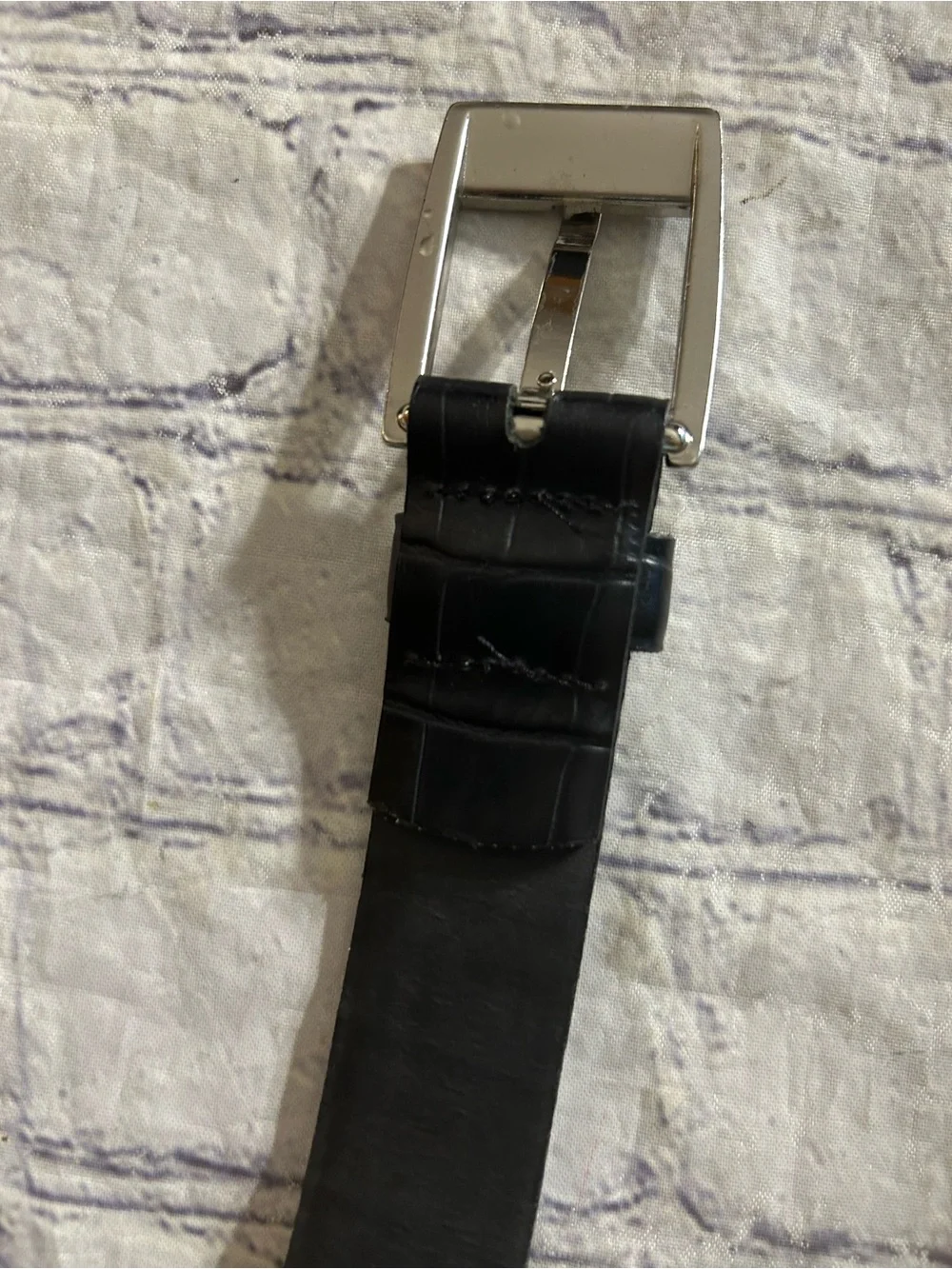 MEXX BLACK CROC PRINT LEATHER SILVER TONE BUCKLE WOMEN’S BELT SIZE MEDIUM